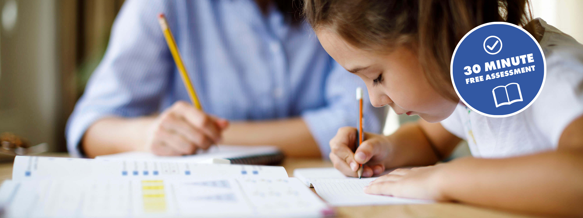 30 minute free tutoring assessment in progress in Sutton Coldfield - a child is writing in pencil